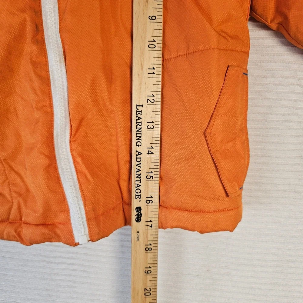 Old Navy Toddler Boys 3T Orange White Grey Colorblock Hooded Puffer Jacket